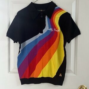 Teddy Fresh Rainbow Wave Half Zip Knit Top